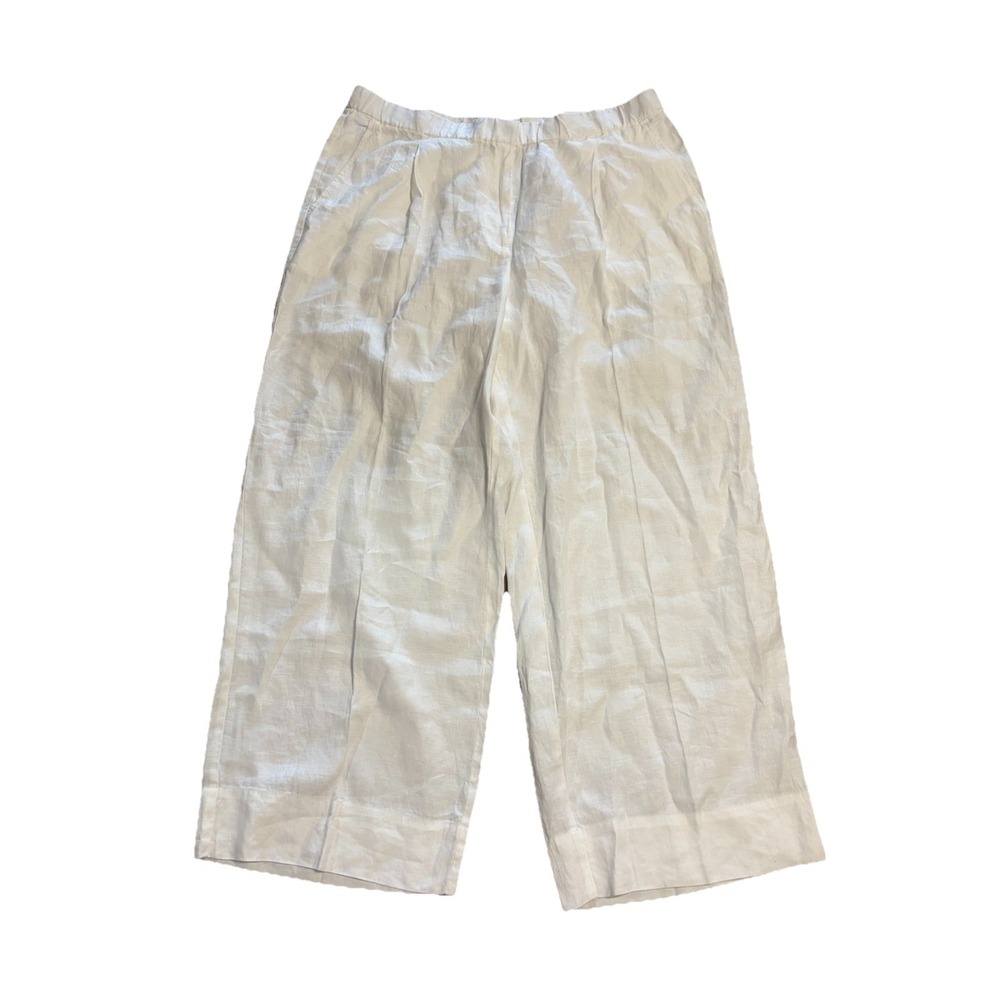 Eileen Fisher Womens XL Organic Linen Trouser Pant Wide Leg White Beach Relaxed - Picture 3 of 7